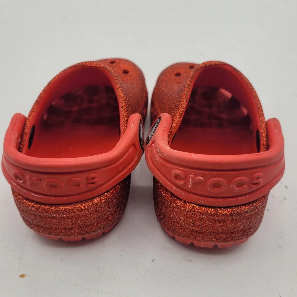 Crocs Kids' Sparkle Clog Slip-On Shoes‎ Ruby Red Toddler Size C4 Wizard Of Oz